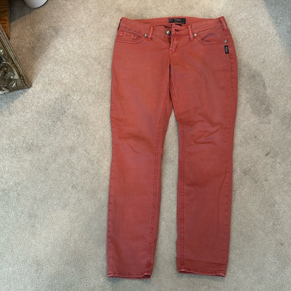 Silver brand  coral color jeans
